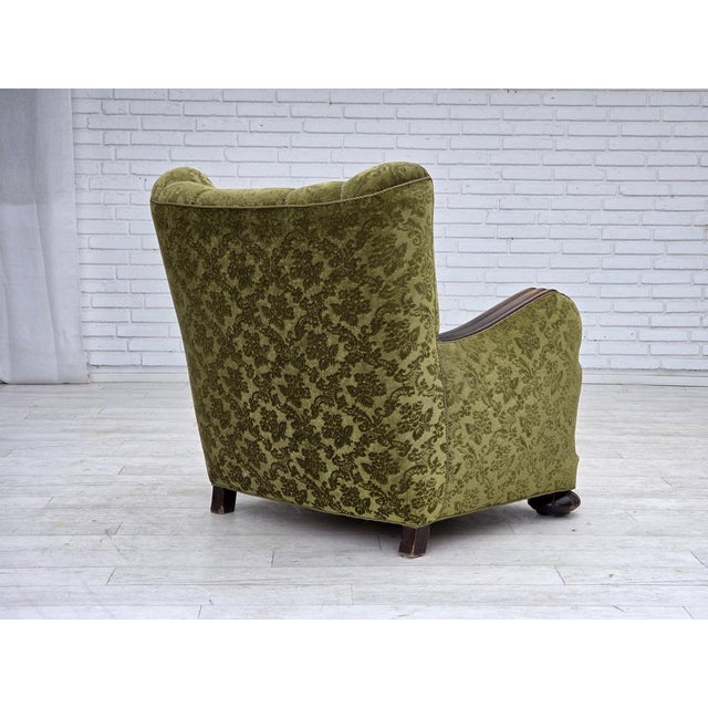 Wood Vintage Danish Relax Chair in Furniture Velour and Oak, 1950s For Sale - Image 7 of 18