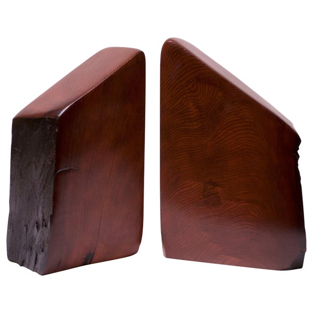 Midcentury American Modern Live Edge Trapezoidal Douglas Fir Bookends - A Pair For Sale - Image 13 of 13
