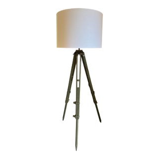 Vintage, Green Painted Tripod Floor Lamp For Sale