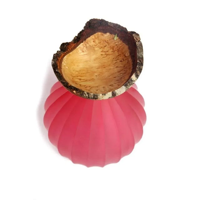Wood Pink Poppy Stacking Vessel by Pia Wüstenberg For Sale - Image 7 of 11