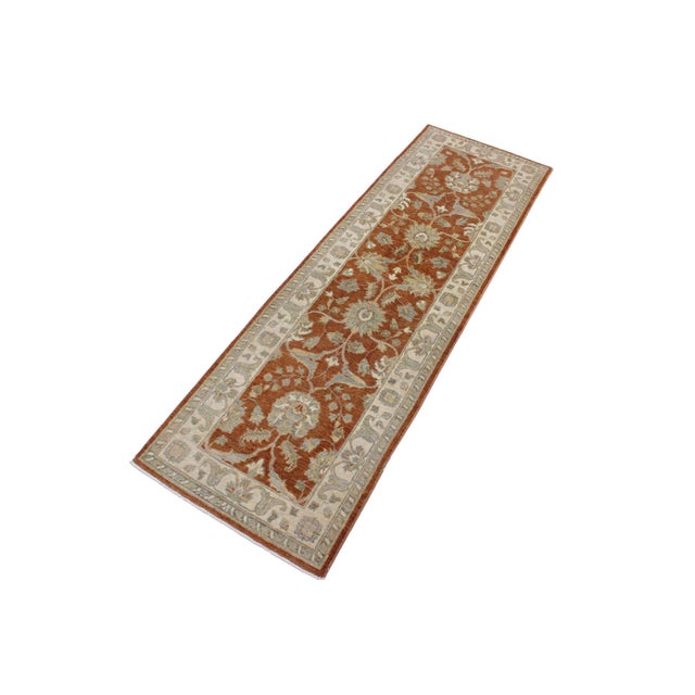 Shabby Chic Ziegler 1990's Rust/Ivory Wool Runner Rug- 2'8'' X 8'10'' For Sale - Image 3 of 10