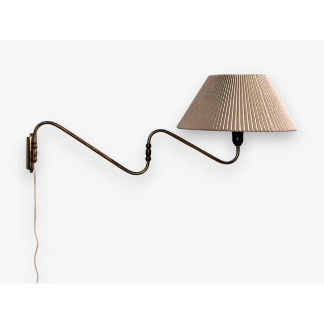 Danish Modern, Articulating Wall Light or Sconce, Patinated Brass, Denmark, 1950s For Sale - Image 10 of 15