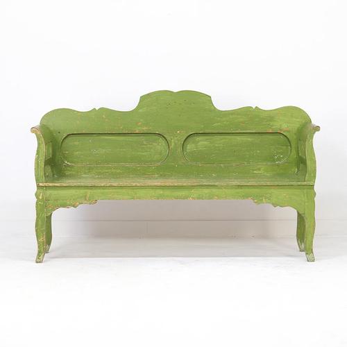 Rustic Folk Art Farmhouse Painted Pine Bench For Sale - Image 4 of 11