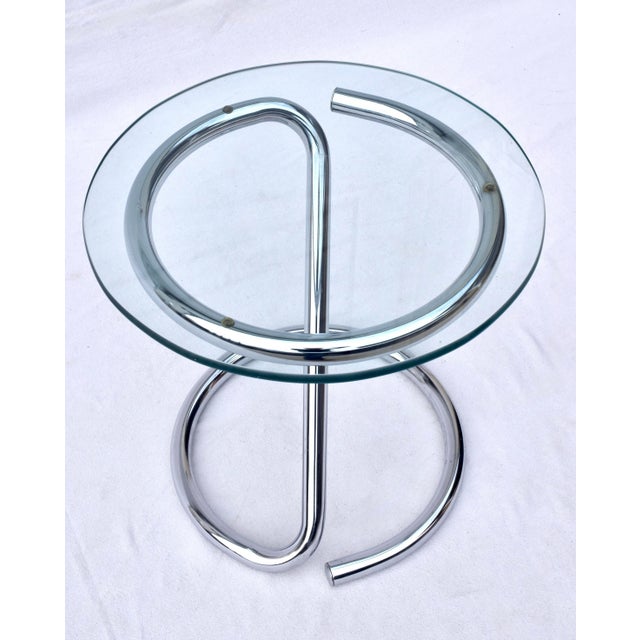 Eileen Gray Sculptural Chrome and Glass Side Table, Mid-Century Modern, 1970s For Sale - Image 4 of 6