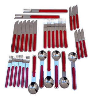 Vintage Cutlery Set by Sergio Asti Lauffer Boca for ICM, 1970s, Set of 32