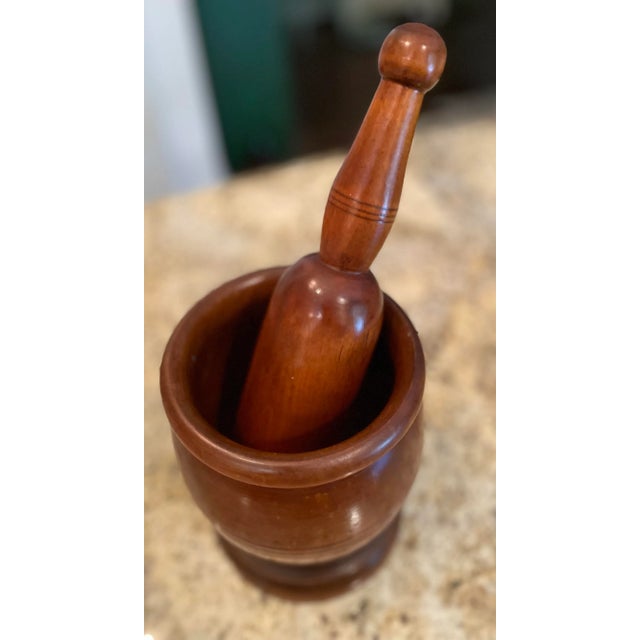 American Antique 18th Century Early American Hand Turned Mortar and Pestle For Sale - Image 3 of 7