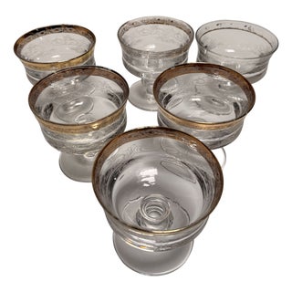 Murano Glass Medici Gold Rim Dessert Bowl Set, 1970s, Set of 6 For Sale