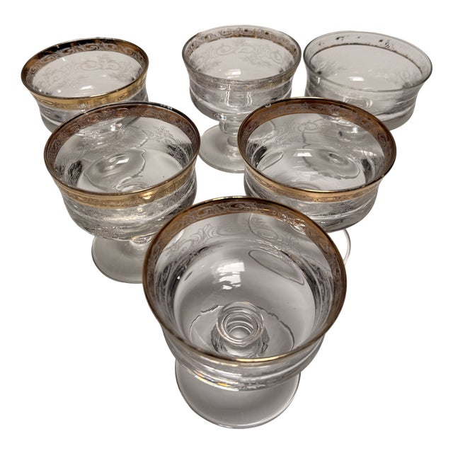 Murano Glass Medici Gold Rim Dessert Bowl Set, 1970s, Set of 6 For Sale