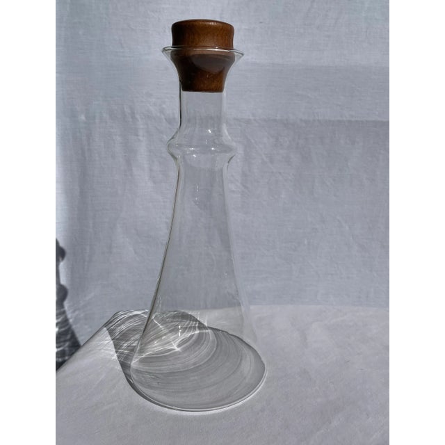Vintage Mid Century Danish Modern Teak Topped Glass Decanter For Sale - Image 9 of 10
