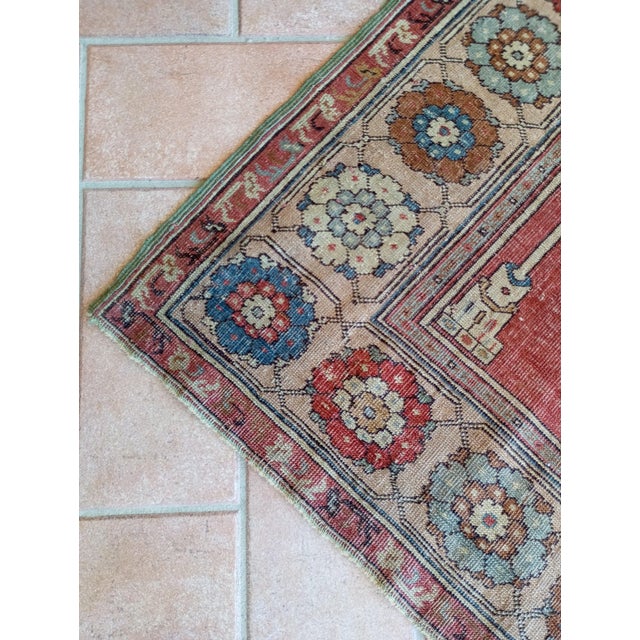 Turkish Ladik Prayer Rug with Three Niches on a Red Background, 1920s For Sale - Image 3 of 15