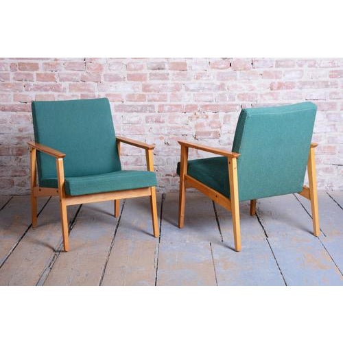 Wood Czech Mid-Century Beech Armchairs attributed to Jitona Soběslav, 1960s, Set of 2 For Sale - Image 7 of 14