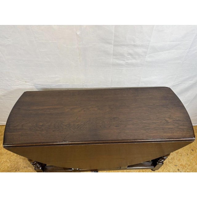 Brown Jacobean Revival Oak Gate Leg Drop Leaf Table, 1900s For Sale - Image 8 of 12