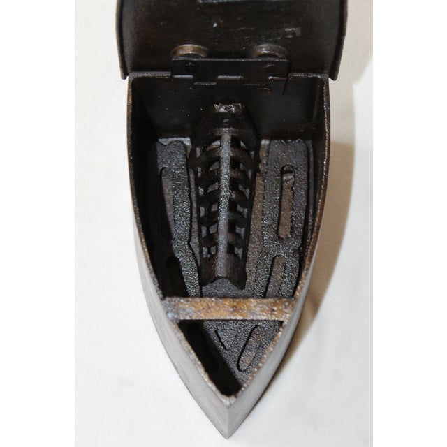 Antique Cast Iron Charcoal Box Iron With Wooden Handle | Early 20th Century For Sale - Image 12 of 17