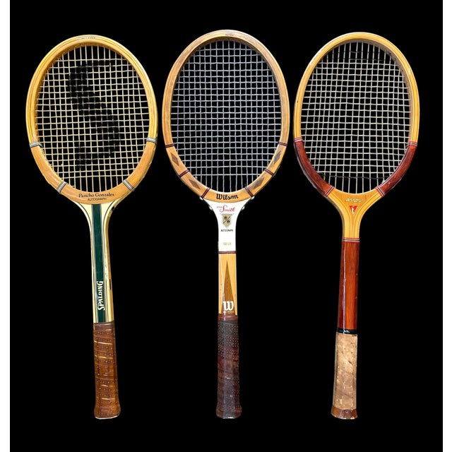 Vintage Wooden Tennis Rackets Wall Display Set. Set of 6. Spaulding, Wilson, Etc For Sale In San Francisco - Image 6 of 7