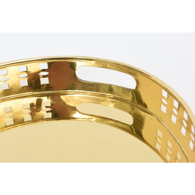 Brass Vintage Oval Brass Cutout Tray With Handles For Sale - Image 8 of 10