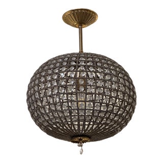 Vintage Omega Lighting & Design Crystal Orb Semi Flush Chandelier For Sale