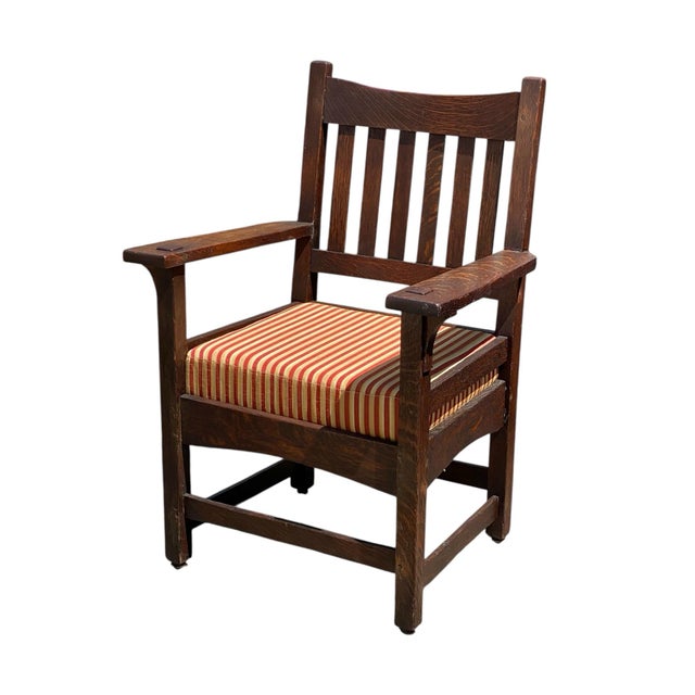 Arts & Crafts Antique Arts & Crafts / Mission Oak Armchair For Sale - Image 3 of 9