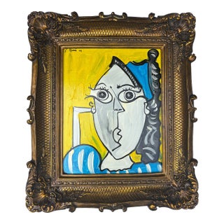 1972 “Berlin Lady” Picasso Style Peter Keil Original Painting, Framed For Sale