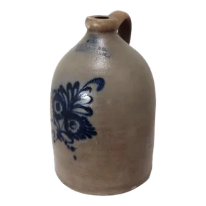 Late 1800s Antique American Worcester Massachusetts Nicely Blue Decorated 2 Gallon Stoneware Jug by Frank B Norton