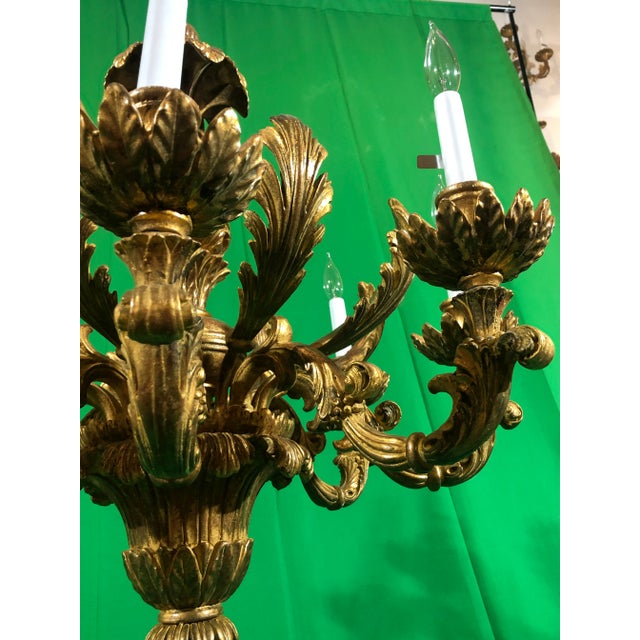Gold Vintage Italian Hand Carved Eight Light Chandelier For Sale - Image 8 of 13