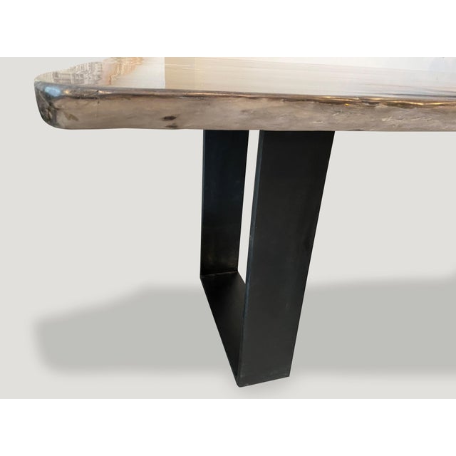 Andrianna Shamaris High Quality Petrified Wood Dining Table For Sale - Image 4 of 18