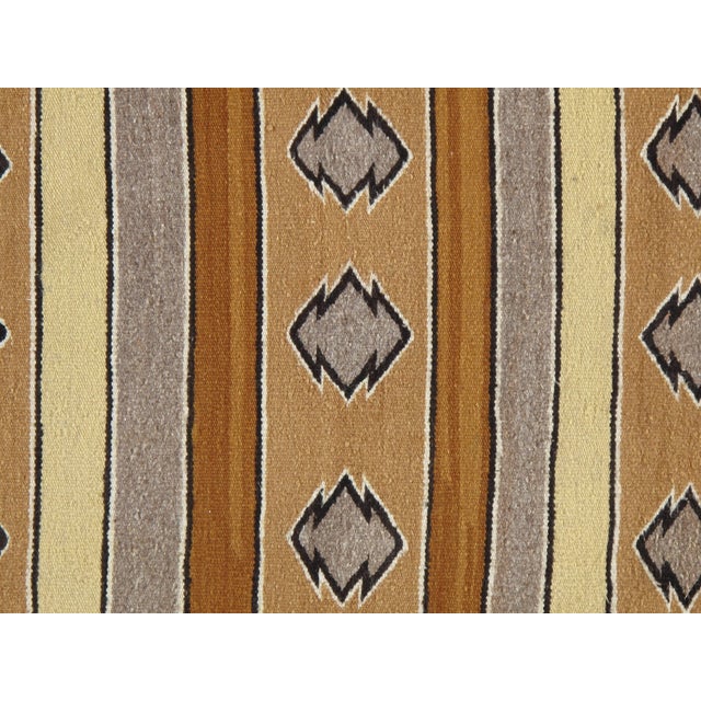 Mid 20th Century Vintage Navajo Carpet, Folk Rug, Handmade Wool, Beige, Caramel, Tan For Sale - Image 5 of 5