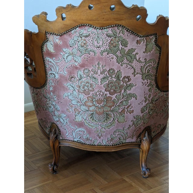 Pair of Vintage Italian Beautifully Carved Rococo Design Chairs For Sale - Image 4 of 12
