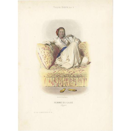 Aubert, Costume Illustration of a Woman, Cairo, 1850, Print For Sale