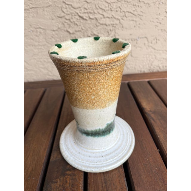 1970s Folk Art 1950's Japan Stoneware Art Pottery Stand - Artist Signed For Sale - Image 5 of 6