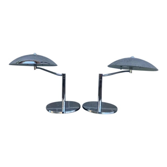Mid 20th Century Mid Century Modern Space Age Flying Saucer Style Table Lamp - Pair For Sale