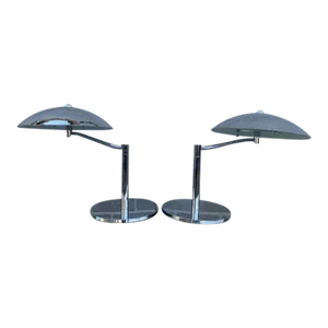 Mid Century Modern Space Age Flying Saucer Style Table Lamp - Pair