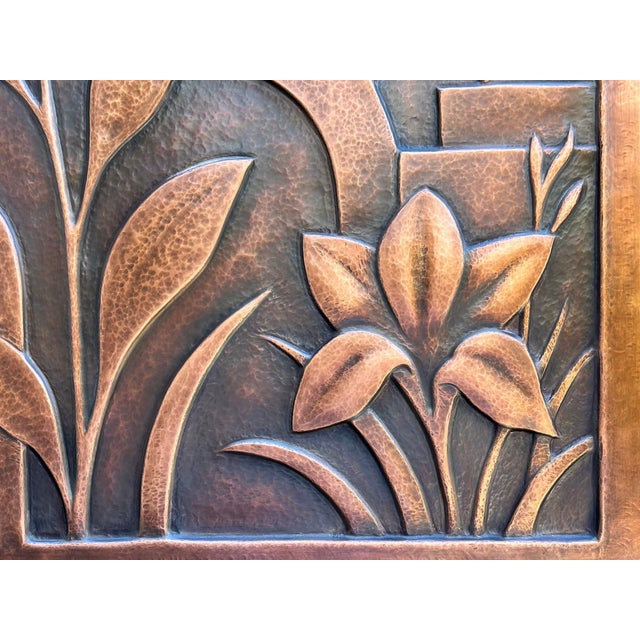 Metal Wall Relief Sculpture With Flowers & Architecture "Copper Botanica" by Jeremy Maronpot For Sale - Image 9 of 17