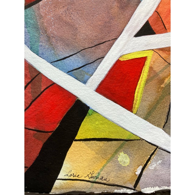 Abstract 1970’s Original Abstract Watercolor Painting Signed For Sale - Image 3 of 4