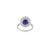 Ink Blue Royal Blue Sapphire Lady Diana Ring Wtih Diamonds in 18k White Gold Size 5 For Sale - Image 8 of 14