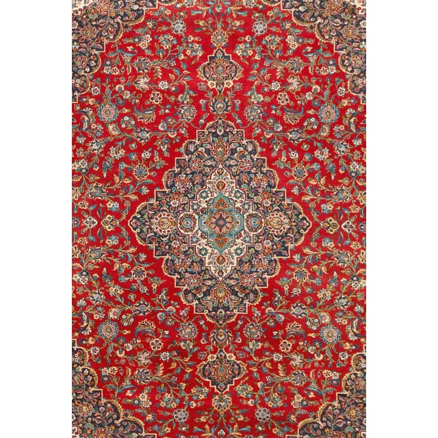 Vintage Red Kashan Hand Woven Rug 10'4 X 14'5 For Sale - Image 12 of 12