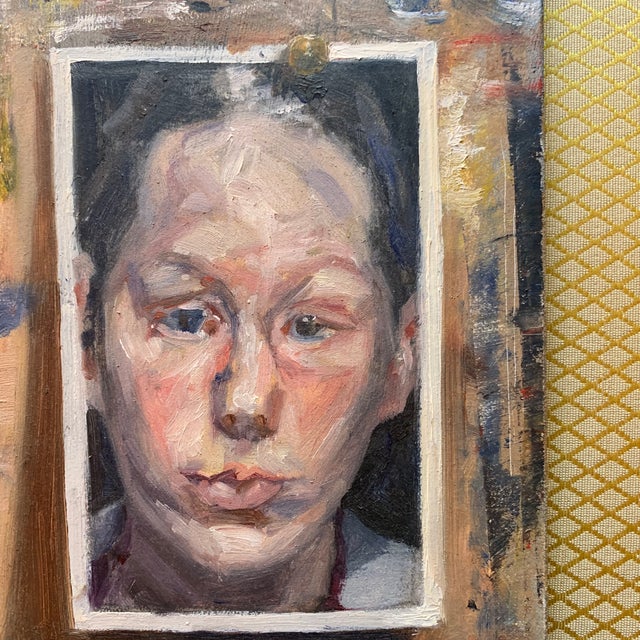 A Lovely portrait painting by Julian Merrow-Smith of Provence France The brushwork of a Lucian Freud painting. Oil on...