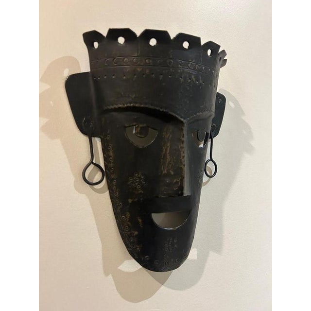 Brutalist Metal Mask, 1970s For Sale - Image 6 of 10