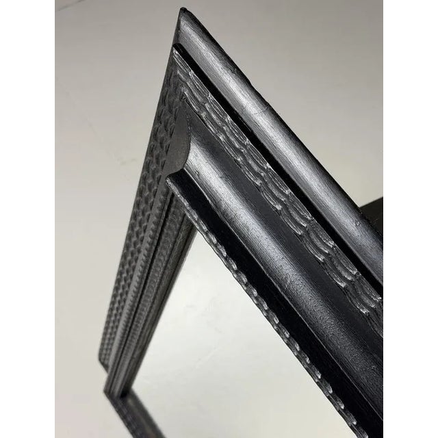 Mirror in Black Ribbed Frame For Sale - Image 6 of 14