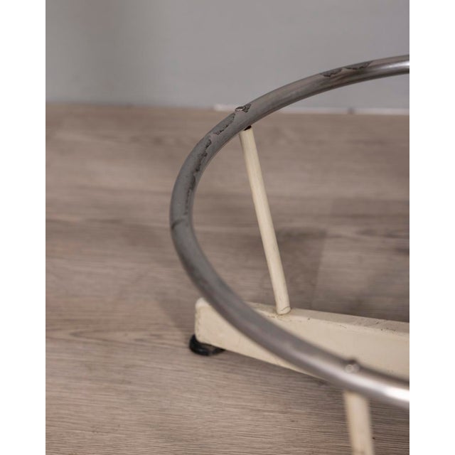 Vintage Industrial Metal and Wood Stool, 1960s For Sale - Image 6 of 9
