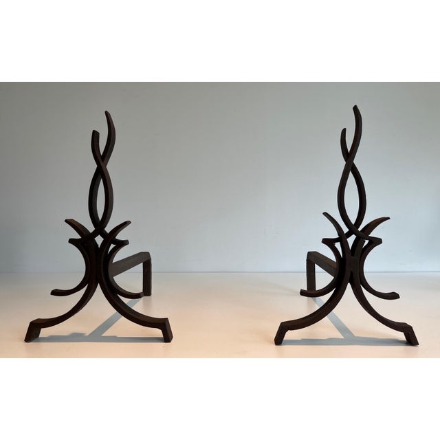 Wrought Iron Andirons by Raymond Subes - a Pair For Sale - Image 12 of 12