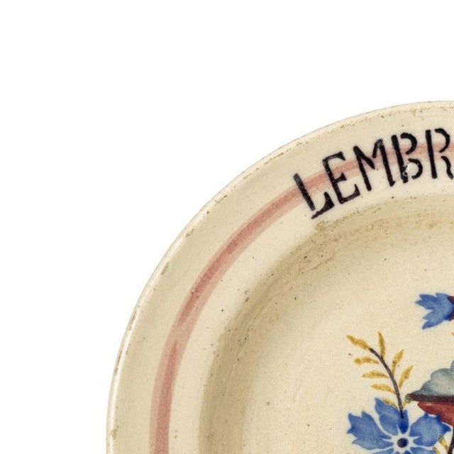 Earthenware - Talking plate in Coimbra or Alcobaça earthenware. Portuguese; mid-20th century manufacture attributed to...