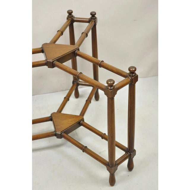 Wood Vintage Kittinger Chinese Chippendale Faux Bamboo Mahogany Coffee Table Base For Sale - Image 7 of 11