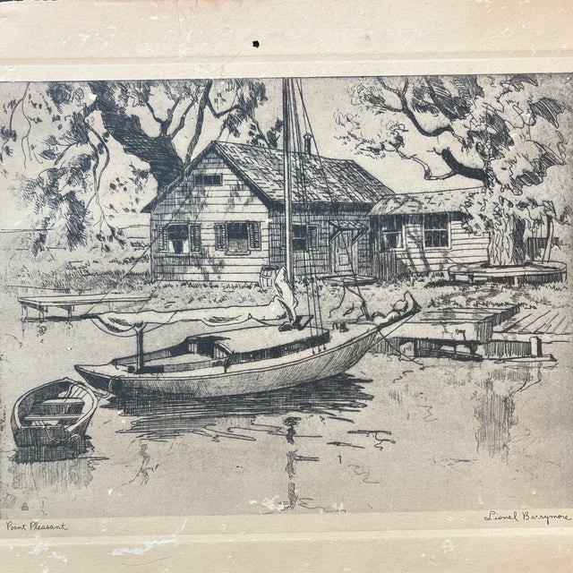 Early 20th Century Etching by Lionel Barrymore “Point Pleasant” For Sale - Image 4 of 12