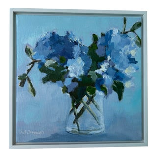 “Hydrangeas” Original, Acrylic, Botanical Still Life, Framed, by Linda McDonough For Sale