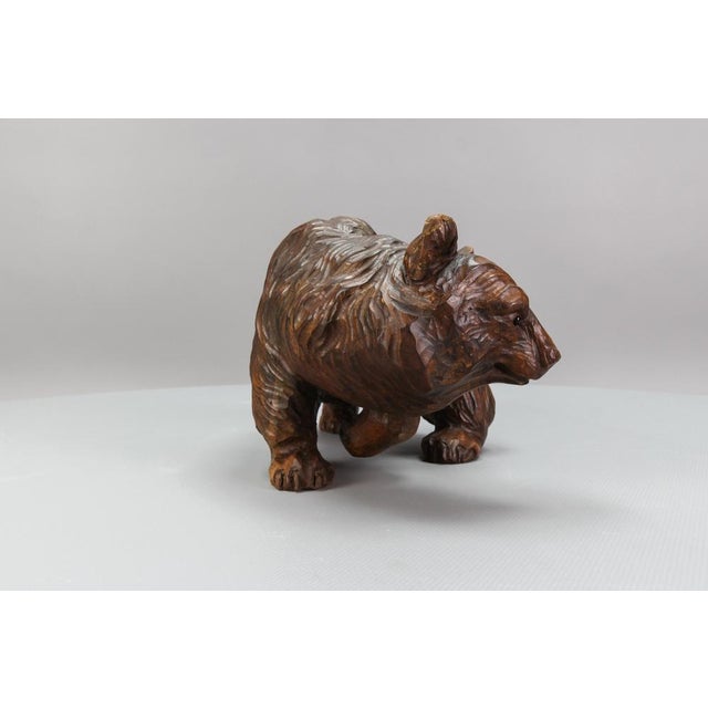 Hand Carved Bear Figure with Glass Eyes, Germany, 1930s For Sale - Image 10 of 18