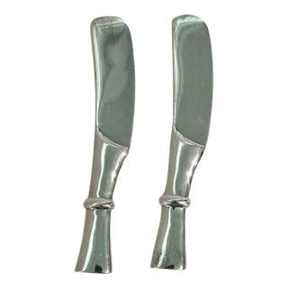 Contemporary 2023 Christofle “Babylone” Silver Plated Butter Spreader Knives- Set of 2 For Sale