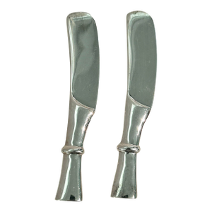 Contemporary 2023 Christofle “Babylone” Silver Plated Butter Spreader Knives- Set of 2