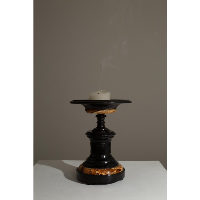 19th Century French Black Marble Tazza Candle Holder For Sale - Image 9 of 18