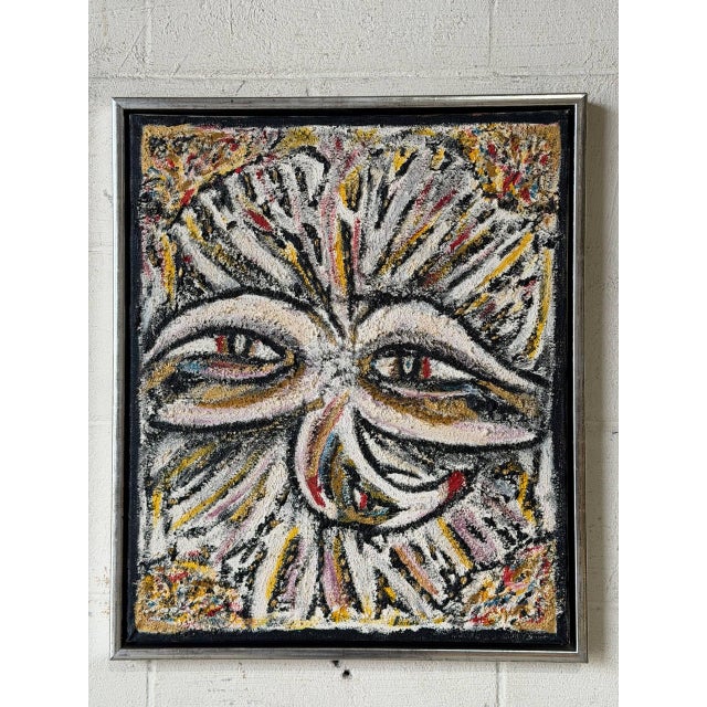 Gray Original Abstract Expressionist Textured Framed Canvas Painting Vintage Mid-Century Modern For Sale - Image 8 of 9