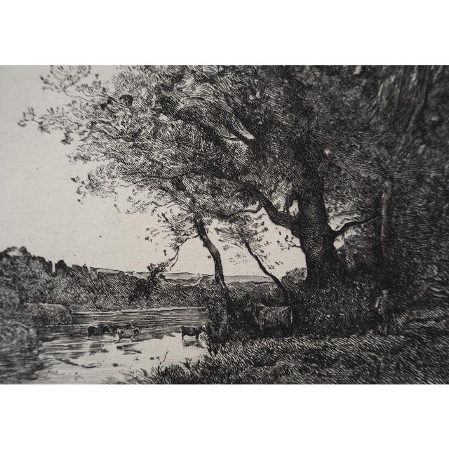JB Camille Corot, Cows at the River, Engraving, 1873 For Sale - Image 4 of 6